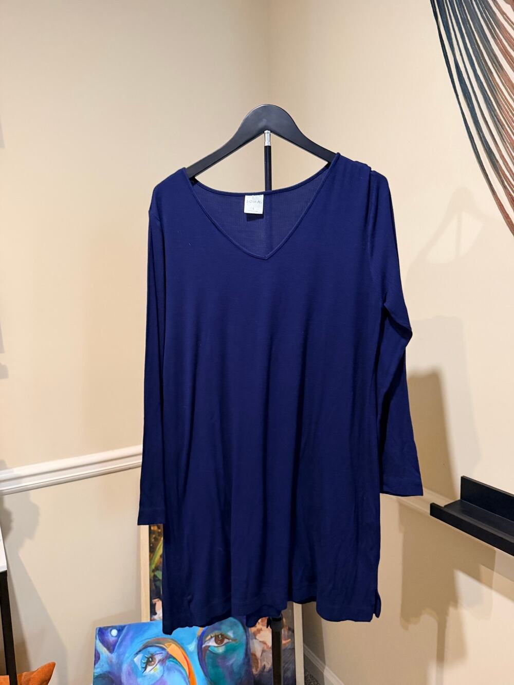 soma navy v neck lounge dress euc L